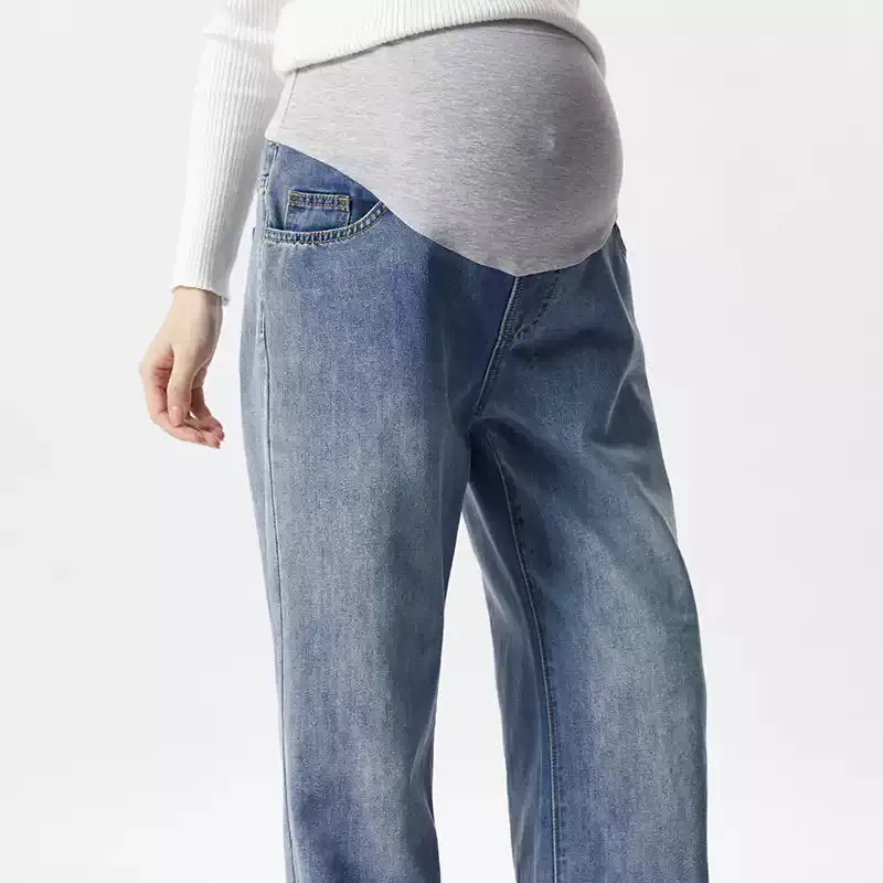 Maternity Wide Leg Jeans-Grey