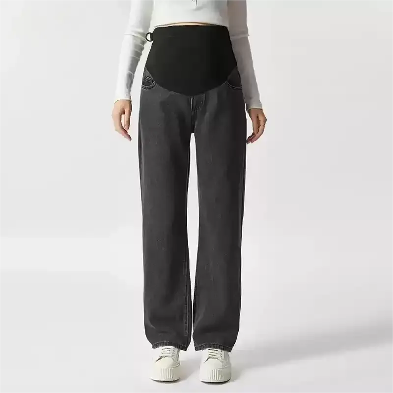 Maternity Wide Leg Jeans-Grey