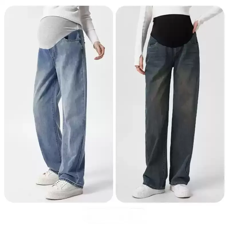 Maternity Wide Leg Jeans-Grey