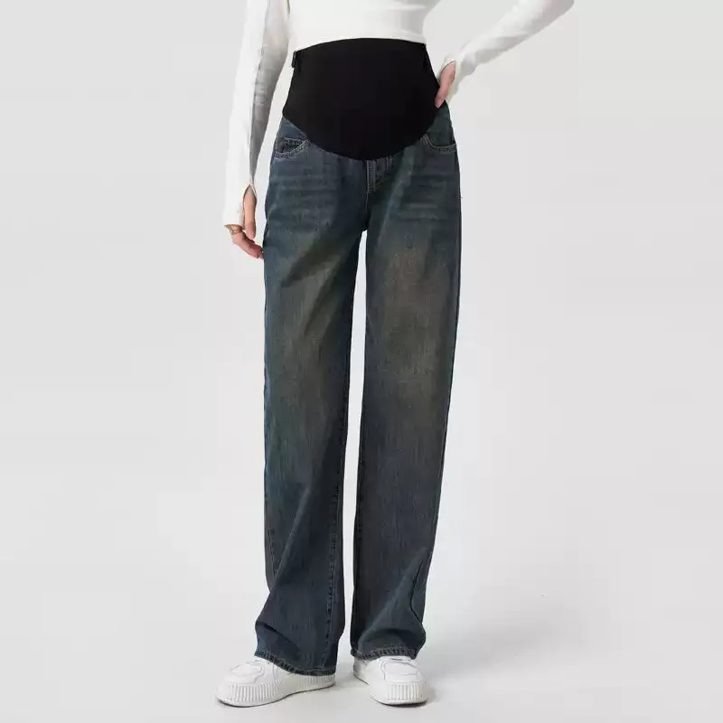 Maternity Wide Leg Jeans-Grey