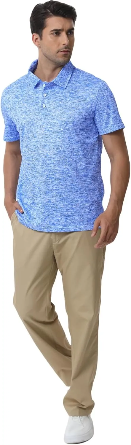 Men's Polyester Pique Polo Shirts Summer Casual Printed Short Sleeve Golf Polo Shirts