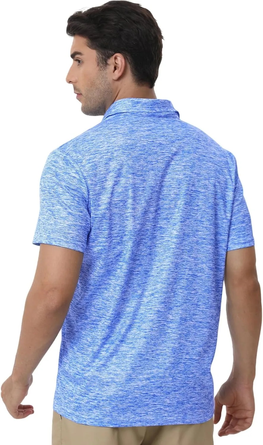 Men's Polyester Pique Polo Shirts Summer Casual Printed Short Sleeve Golf Polo Shirts