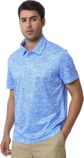 Men's Polyester Pique Polo Shirts Summer Casual Printed Short Sleeve Golf Polo Shirts