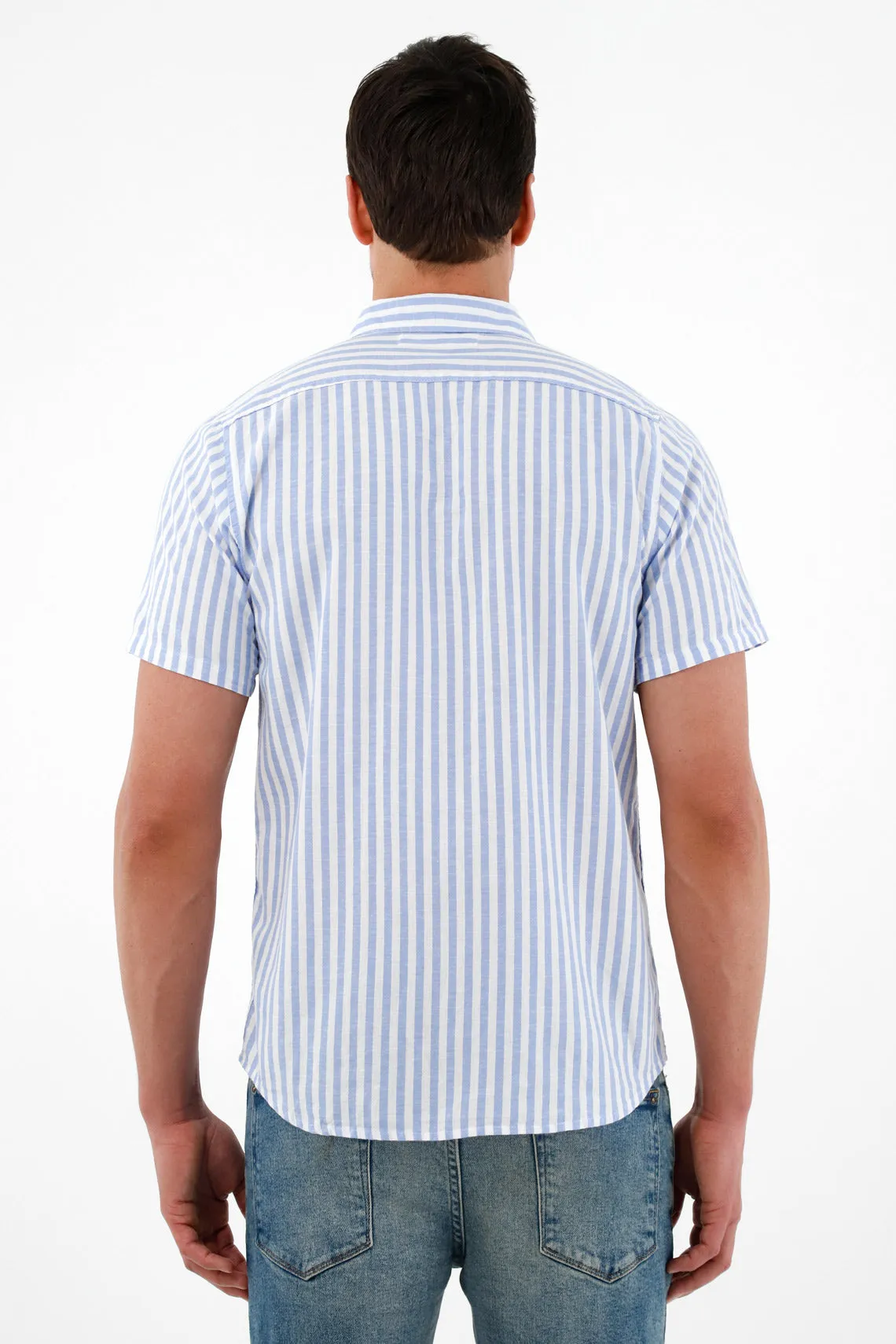 Men's Short Sleeve Blue Shirt