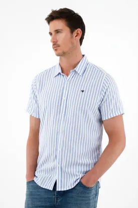 Men's Short Sleeve Blue Shirt
