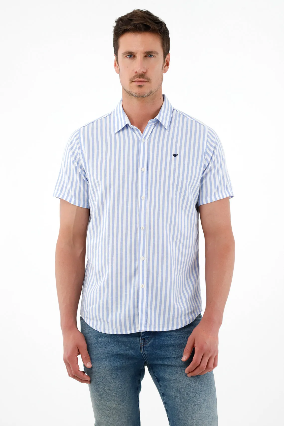 Men's Short Sleeve Blue Shirt