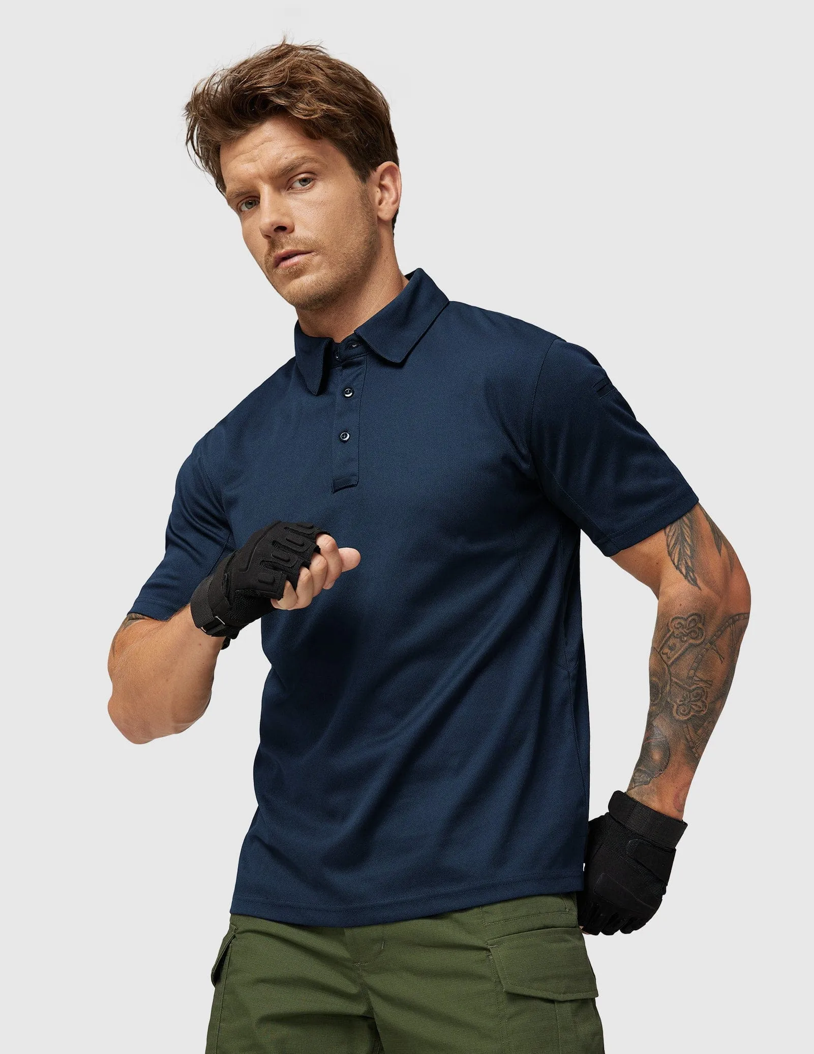 Men's Tactical Polo Shirts Outdoor Performance Collared Shirt