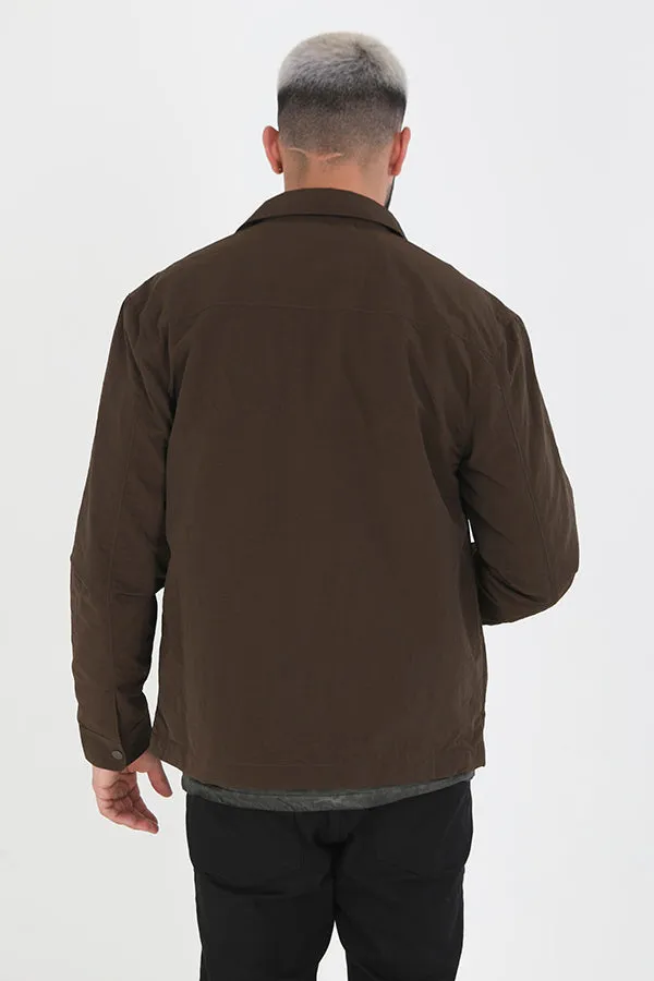 MOCHA PATCH POCKET DETAIL LIGHTWEIGHT SHACKET
