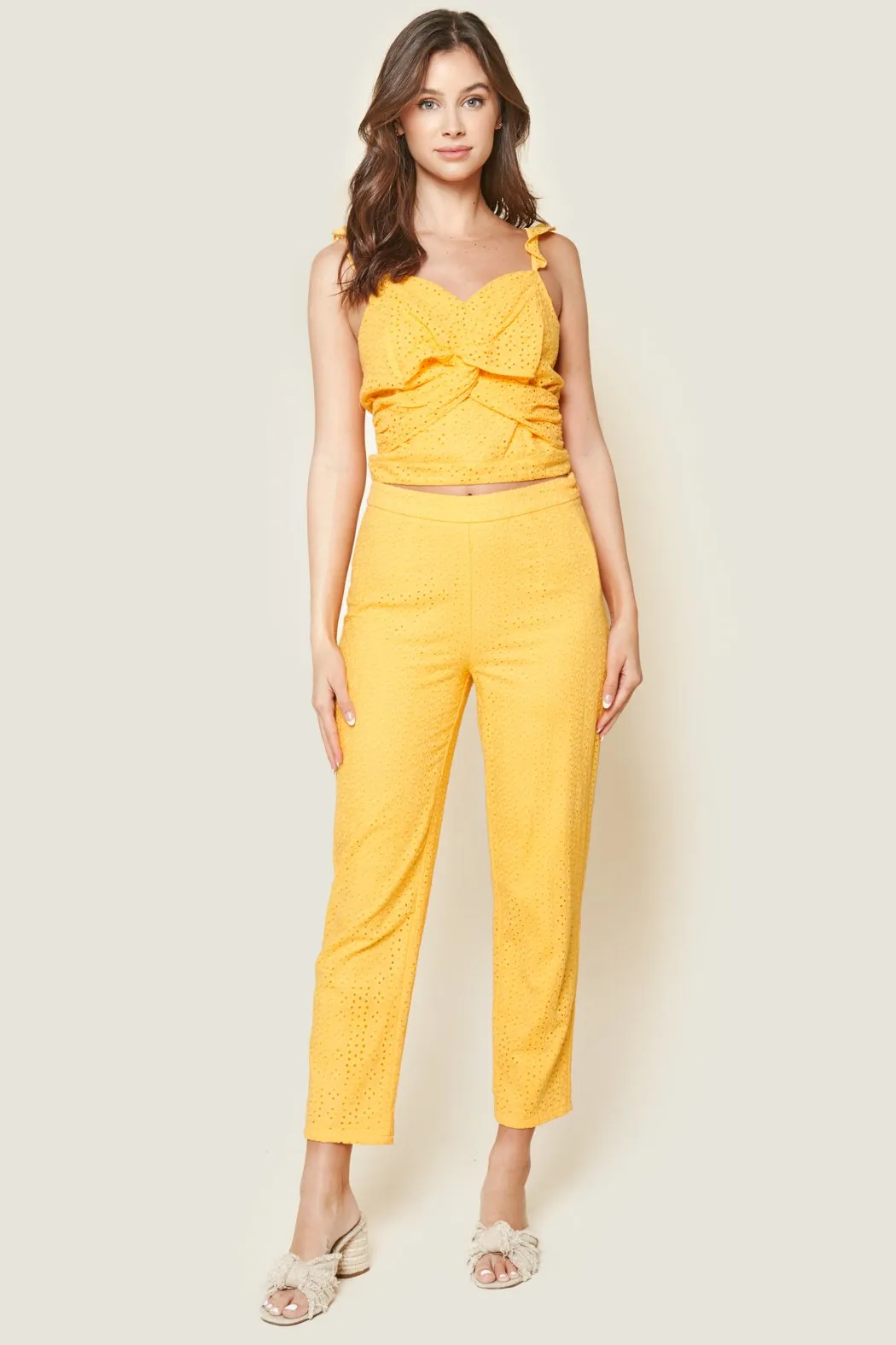 Morning Glory Eyelet Cropped Trouser Pants