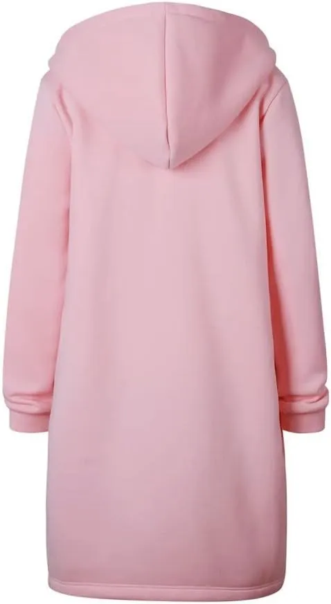 Muyise Women's Zip Up Hoodies Long Jackets Lightweight Tunic Drawstring Hooded Sweatshirts Oversized Winter Coat with Pockets
