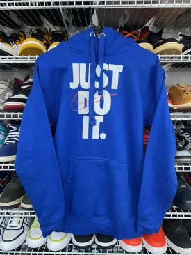 Nike Sportswear Men's Just Do It Fleece Pullover Hoodie Blue Size Small