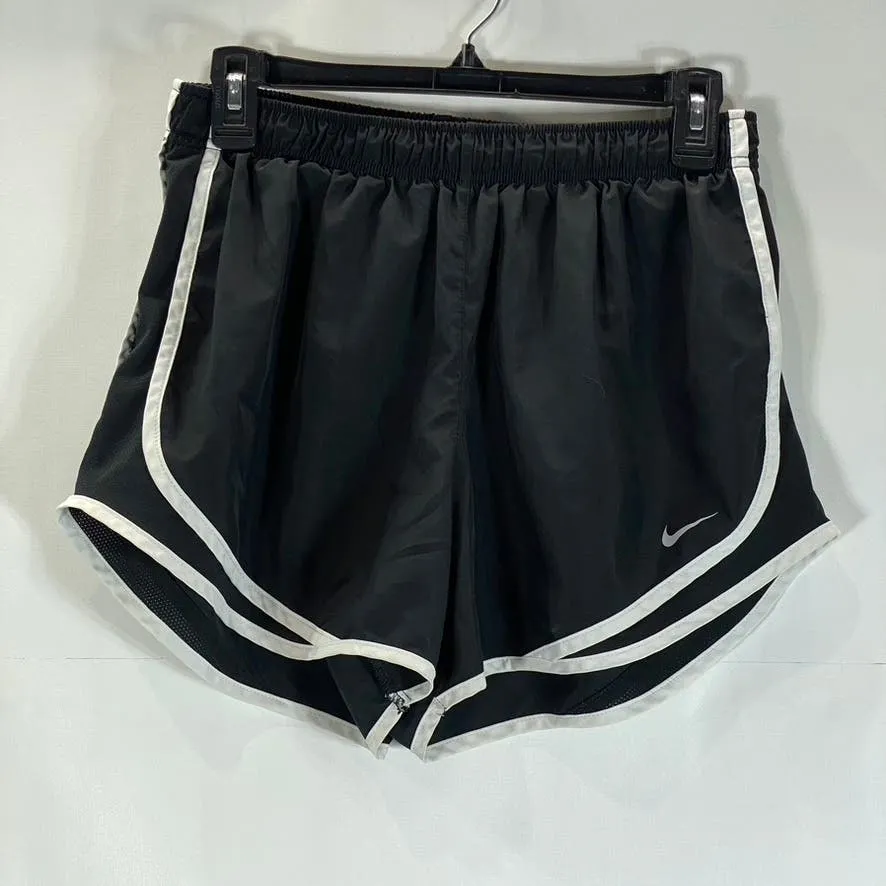 NIKE Women’s Black/White Dri-FIT Elastic Waist Pull-On Tempo Running Shorts SZ S