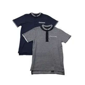 Nutmeg Navy and White Cotton Polo-style T-shirt Set Age 5