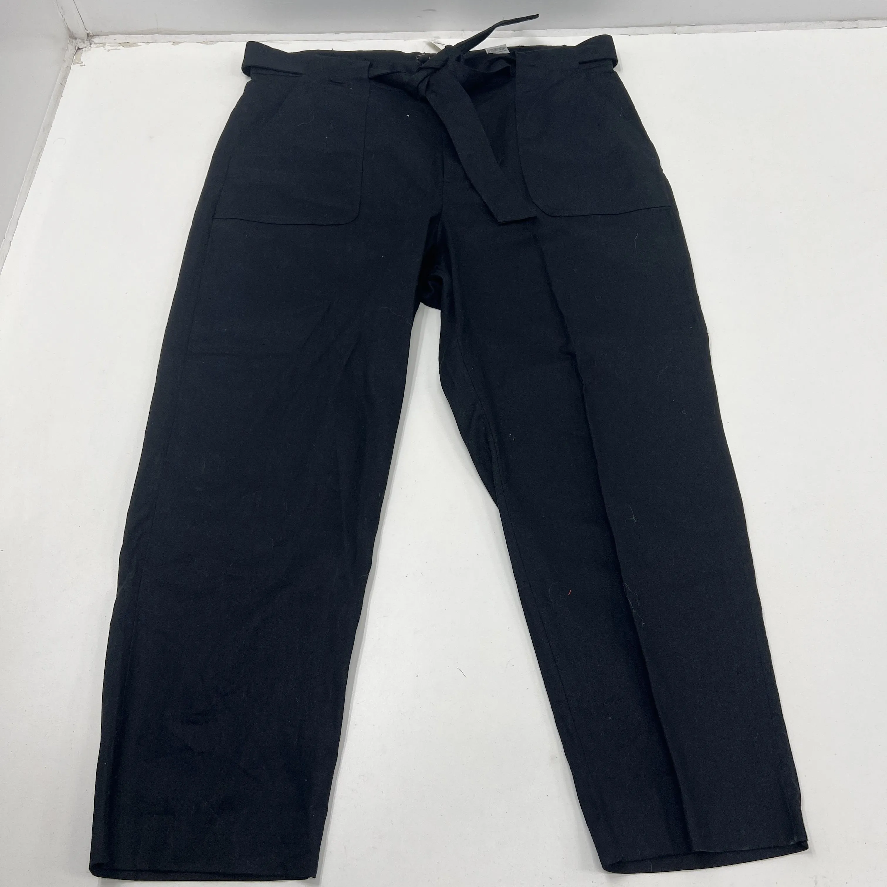 NWT Banana Republic Black Linen Blend Paperbag Pants Women's Size 18