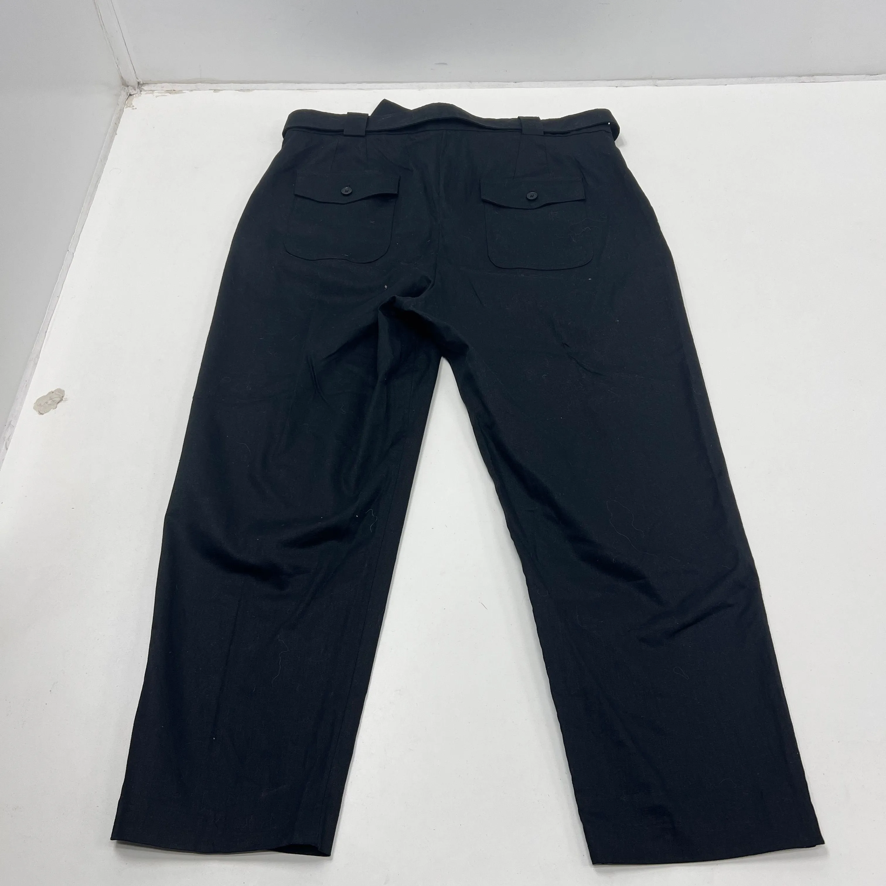 NWT Banana Republic Black Linen Blend Paperbag Pants Women's Size 18