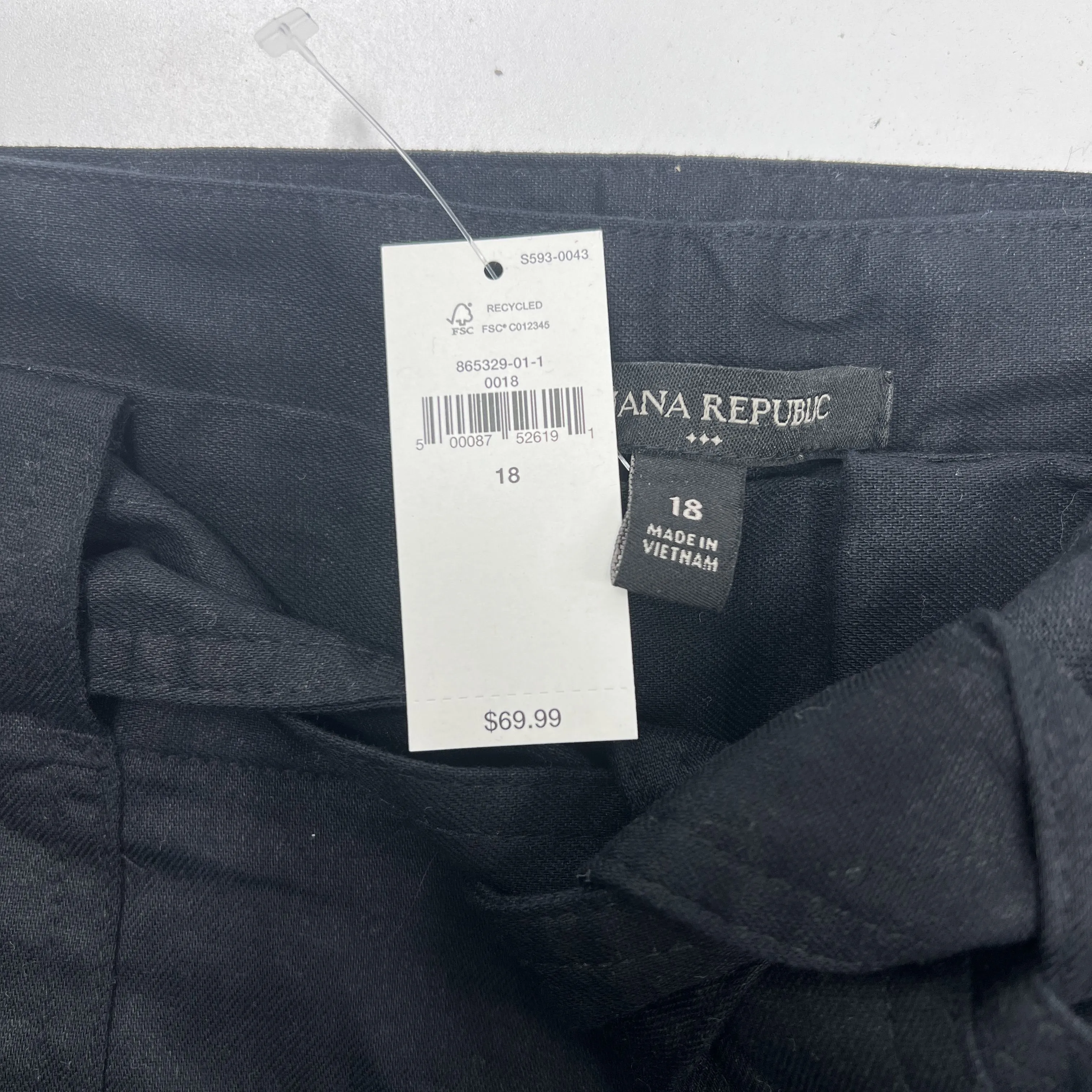 NWT Banana Republic Black Linen Blend Paperbag Pants Women's Size 18