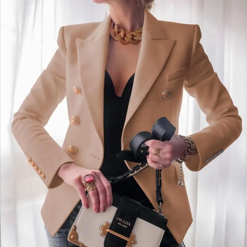 OL Soild Lapel Breasted Blazer