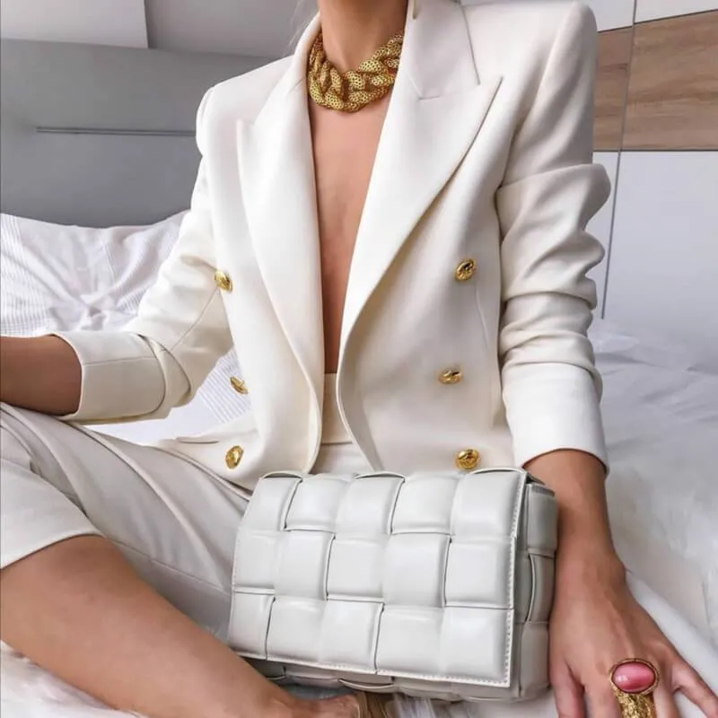 OL Soild Lapel Breasted Blazer
