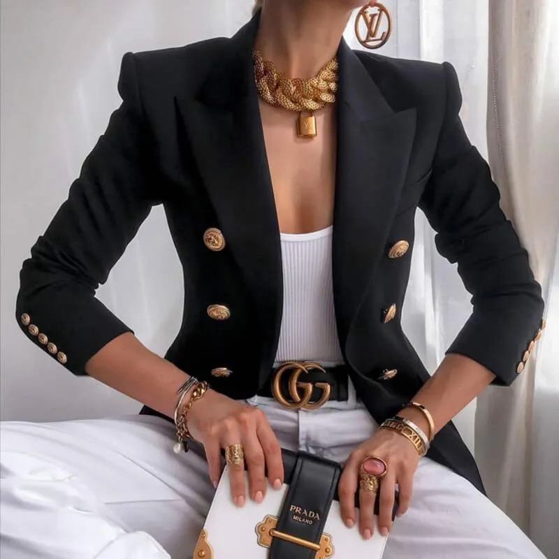 OL Soild Lapel Breasted Blazer