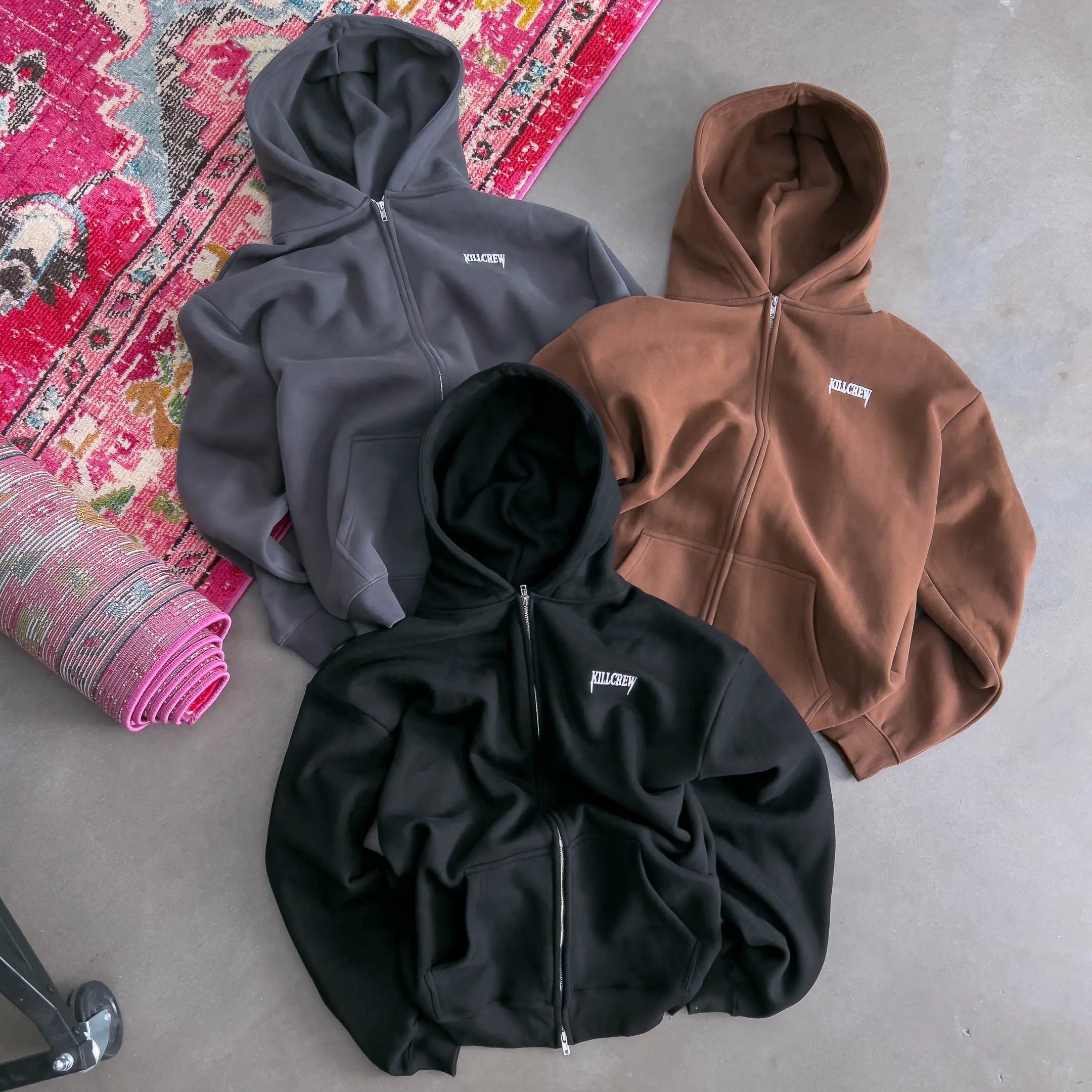OVERSIZED LUX "SIMPLE" ZIP UP - BLACK