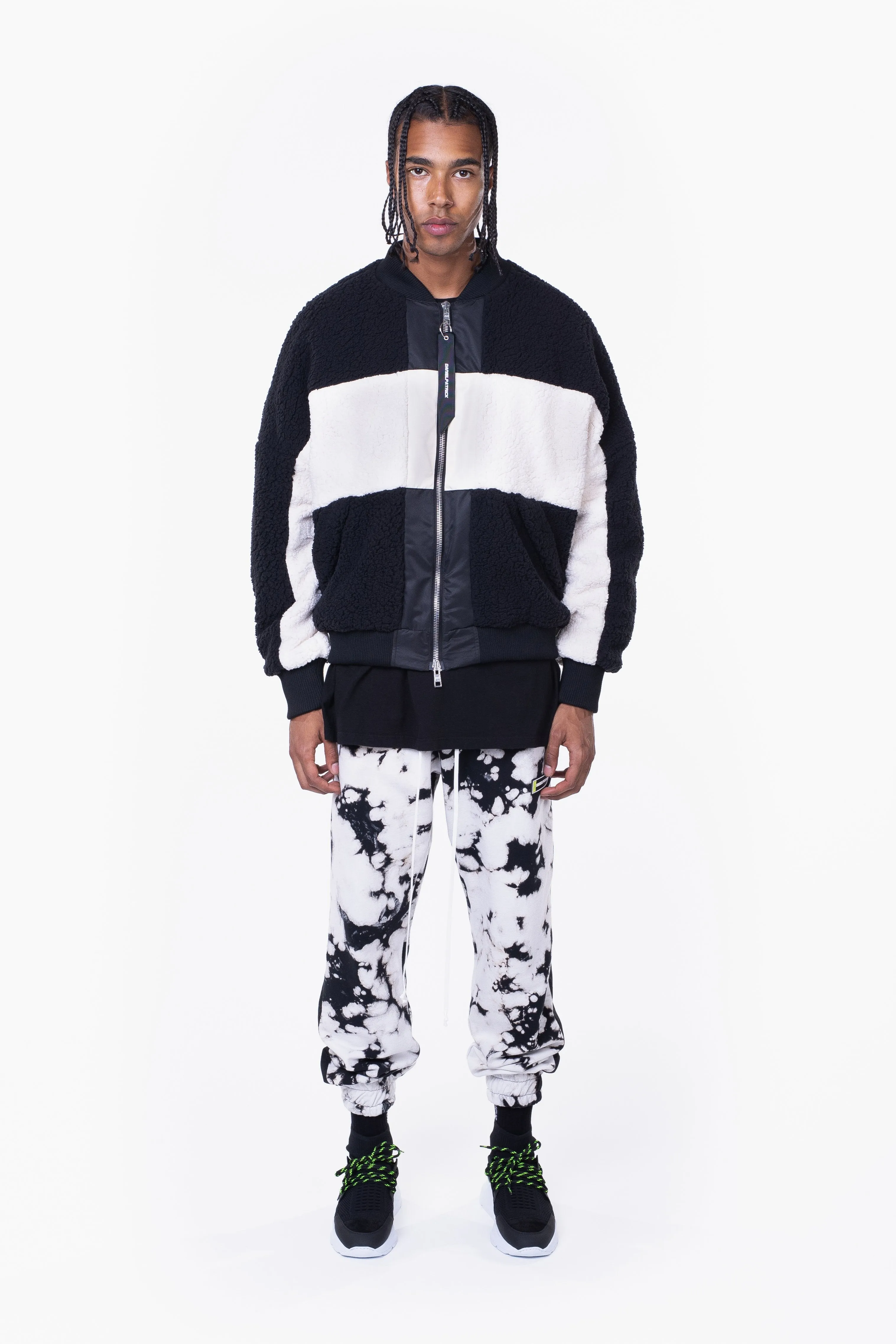 panel sherpa bomber / black   ivory