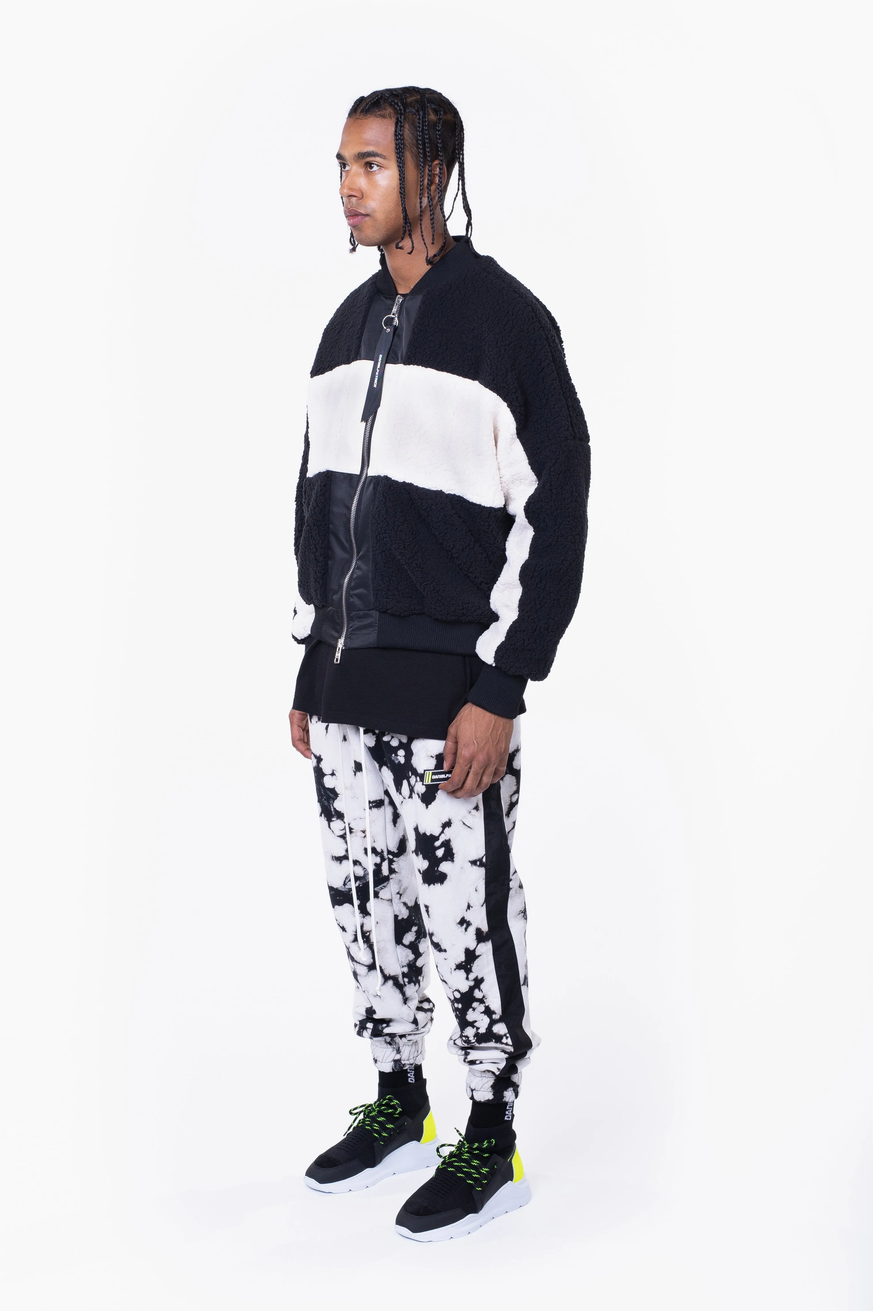 panel sherpa bomber / black   ivory