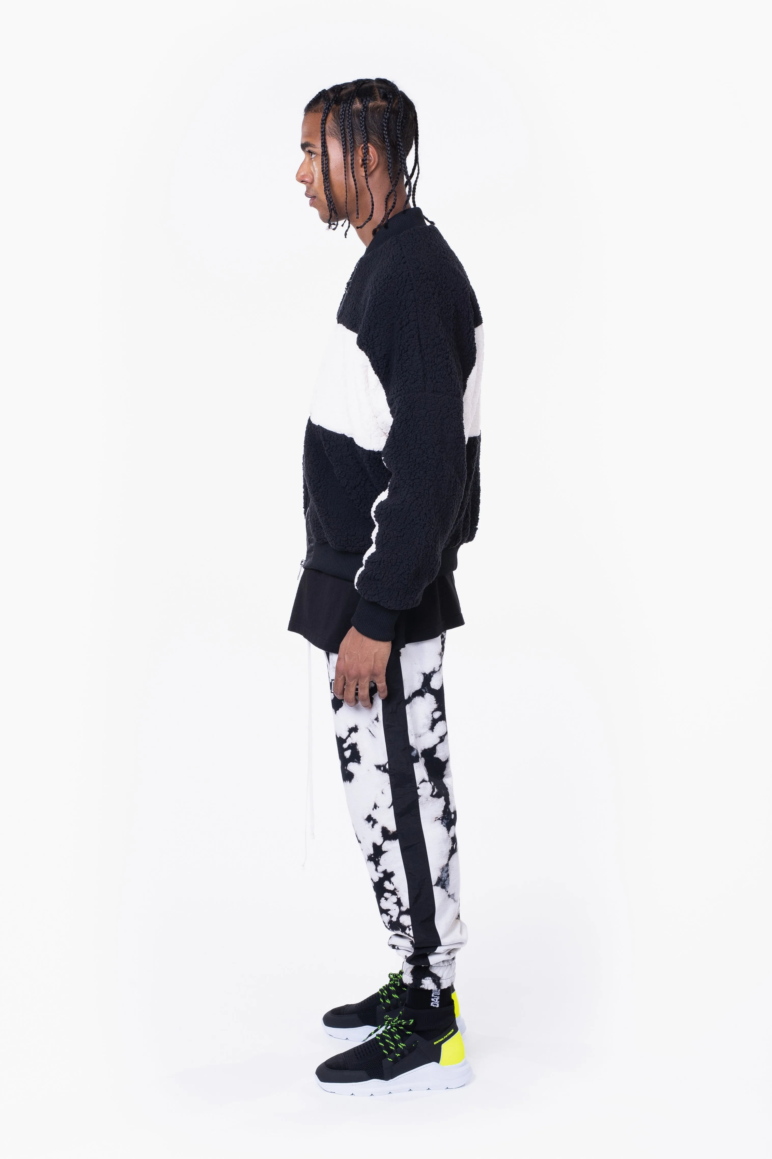 panel sherpa bomber / black   ivory