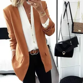 Plus Size Open Front Slim Blazer