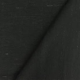 Pure Black Stiff Tropical Wool-Linen Woven Fabric