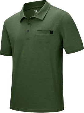 Rdruko Men's Polo Shirts Short Sleeve Dry Fit Golf Shirt with Pocket Collared Tee Shirts Athletic Casual