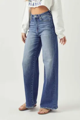 Risen High-Rise Wide Leg Jeans