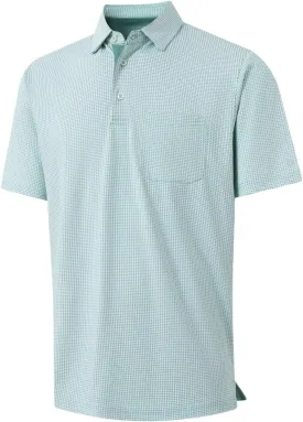 Rouen Mens Golf Shirts Short Sleeve Dry Fit Jacquard Performance Moisture Wicking Casual Pocket Collared Polo Shirts for Men