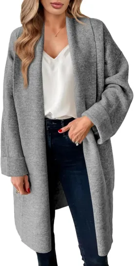 Saodimallsu Womens Long Cardigan Sweaters Chunky Open Front Oversized Slouchy Knit Fall Trendy Coatigan Jackets