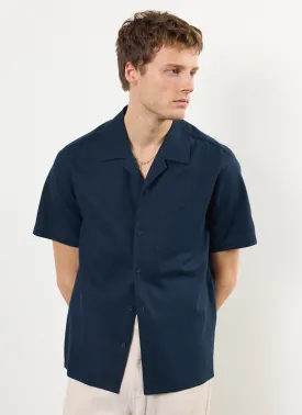 Short Sleeve Cuban Shirt | Linen | Navy