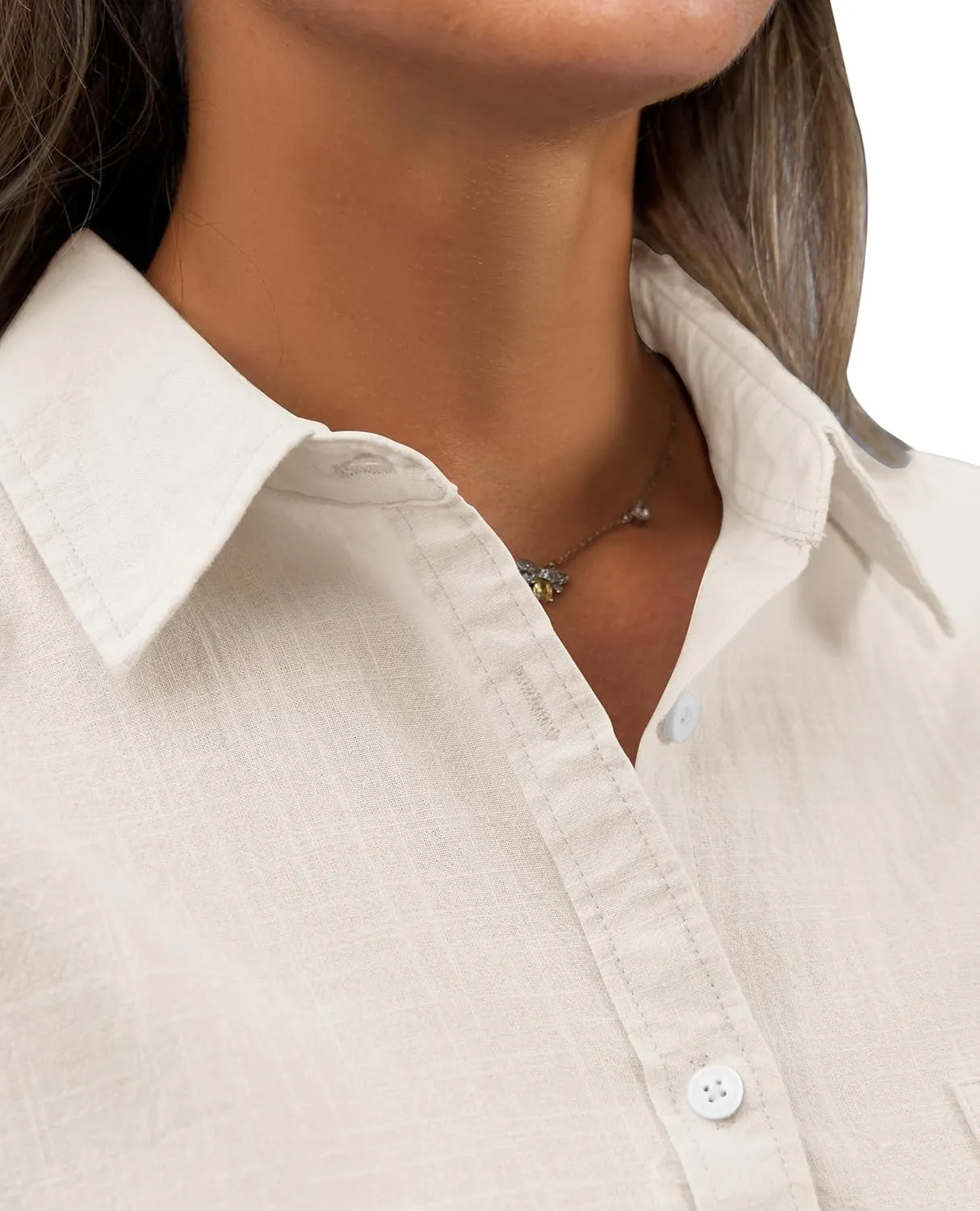 siliteelon Womens Button Down Shirt Linen Button Up Shirts for Women Long Sleeve Summer Shirt Collared Blouse Linen Tops