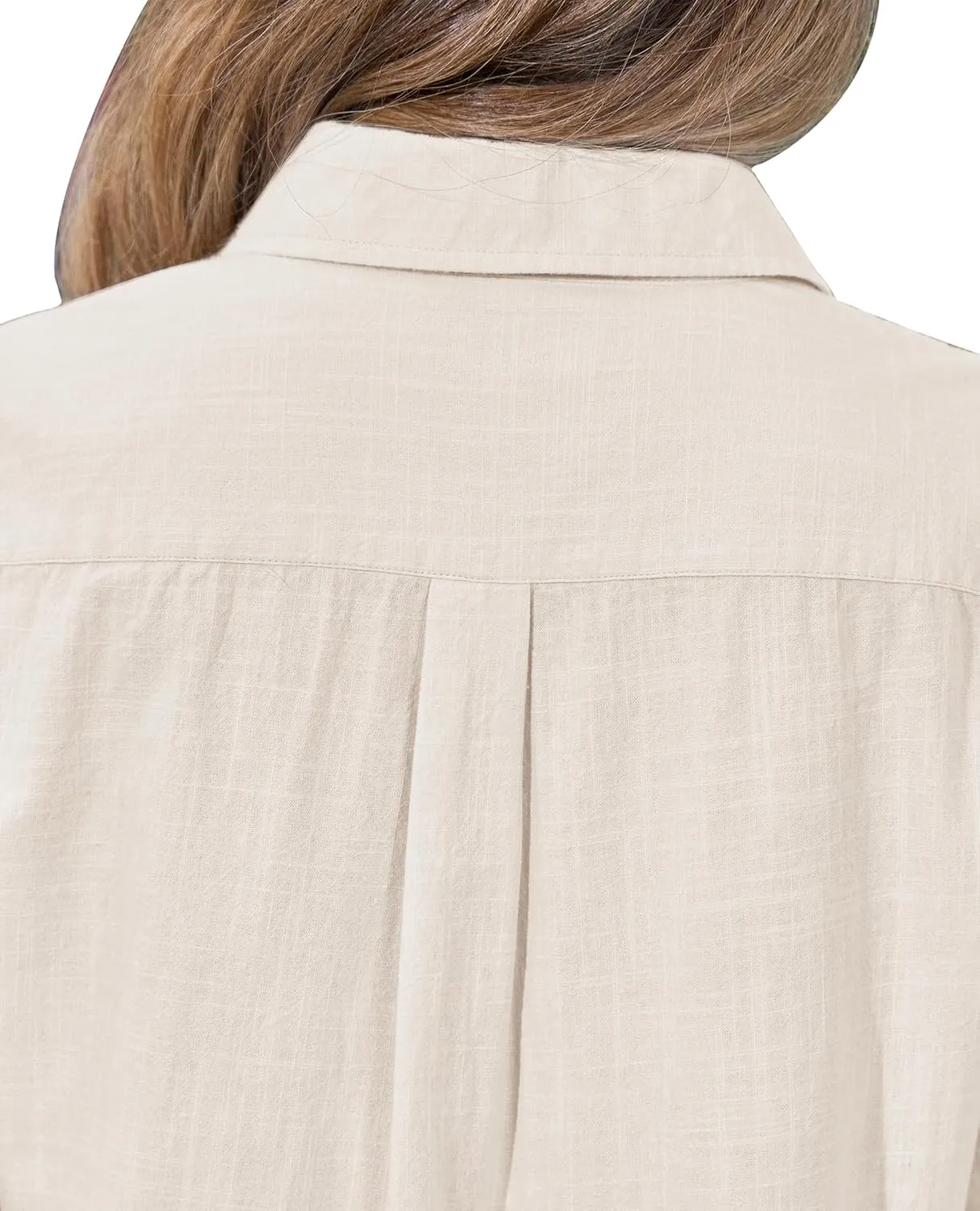 siliteelon Womens Button Down Shirt Linen Button Up Shirts for Women Long Sleeve Summer Shirt Collared Blouse Linen Tops