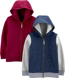 Simple Joys by Carter's Toddlers and Baby Boys' Fleece Full-Zip Hoodies, Pack of 2
