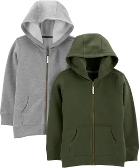 Simple Joys by Carter's Toddlers and Baby Boys' Fleece Full-Zip Hoodies, Pack of 2