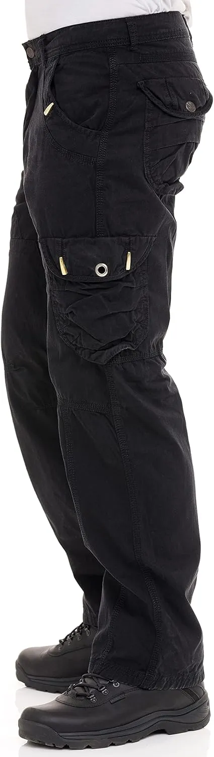 Skylinewears Mens Cotton Cargo Stretch Pants Hiking Work Military Combat Tactical Utility with Multi Pockets Fit Pants