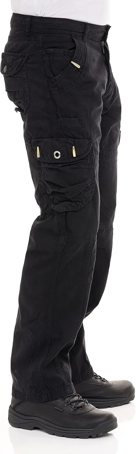 Skylinewears Mens Cotton Cargo Stretch Pants Hiking Work Military Combat Tactical Utility with Multi Pockets Fit Pants