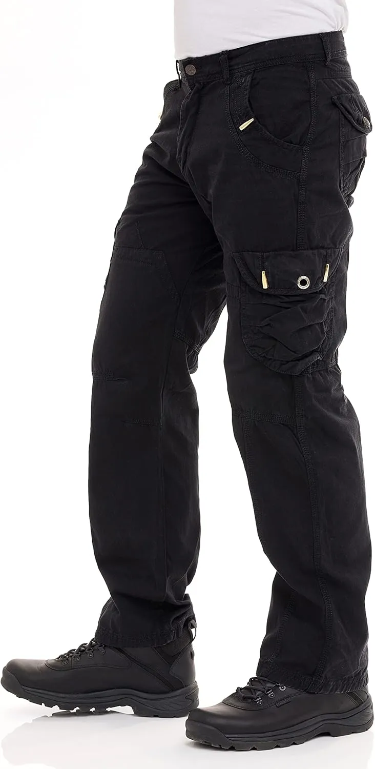 Skylinewears Mens Cotton Cargo Stretch Pants Hiking Work Military Combat Tactical Utility with Multi Pockets Fit Pants