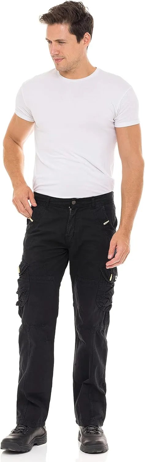 Skylinewears Mens Cotton Cargo Stretch Pants Hiking Work Military Combat Tactical Utility with Multi Pockets Fit Pants