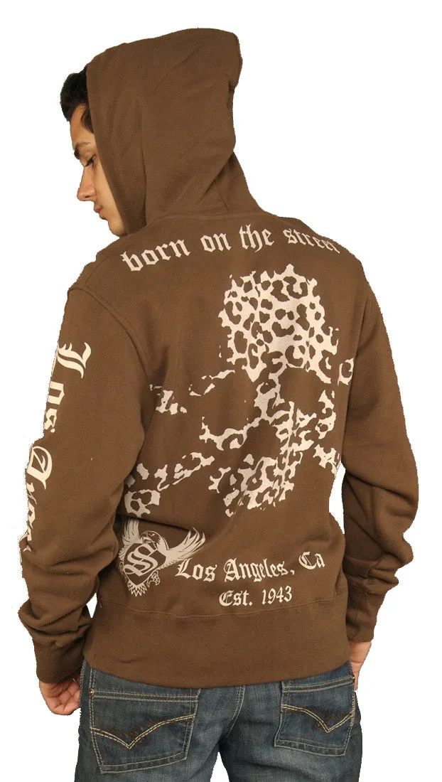 Smet Leopard Skull Brown Hoodie