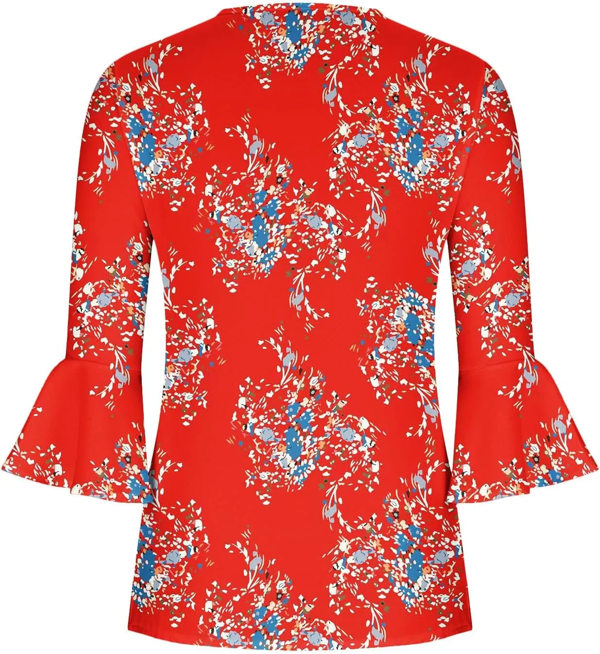 SMIDOW Women 3/4 Sleeve Graphic Tunic Tops Trendy 2024 Summer Casual v Neck Empire Waist t-Shirt Blouse