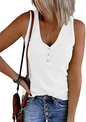 SOLID COLOR V-NECK BREASTED SLIM-FIT KNIT VEST: WHITE