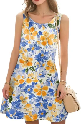 Summer Beach Vacation Clothes Spring Dresses for Women 2025 Sleeveless Floral Dress Boho Printed Mini Dress