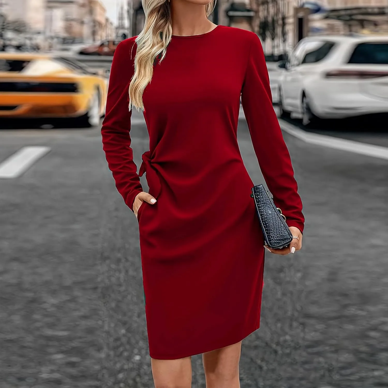 Turtle Neck Dress for Women,Womens Fall and Winter Fashion Sexy Slim Waisted Package Hip Dating Long Sleeve Dresses