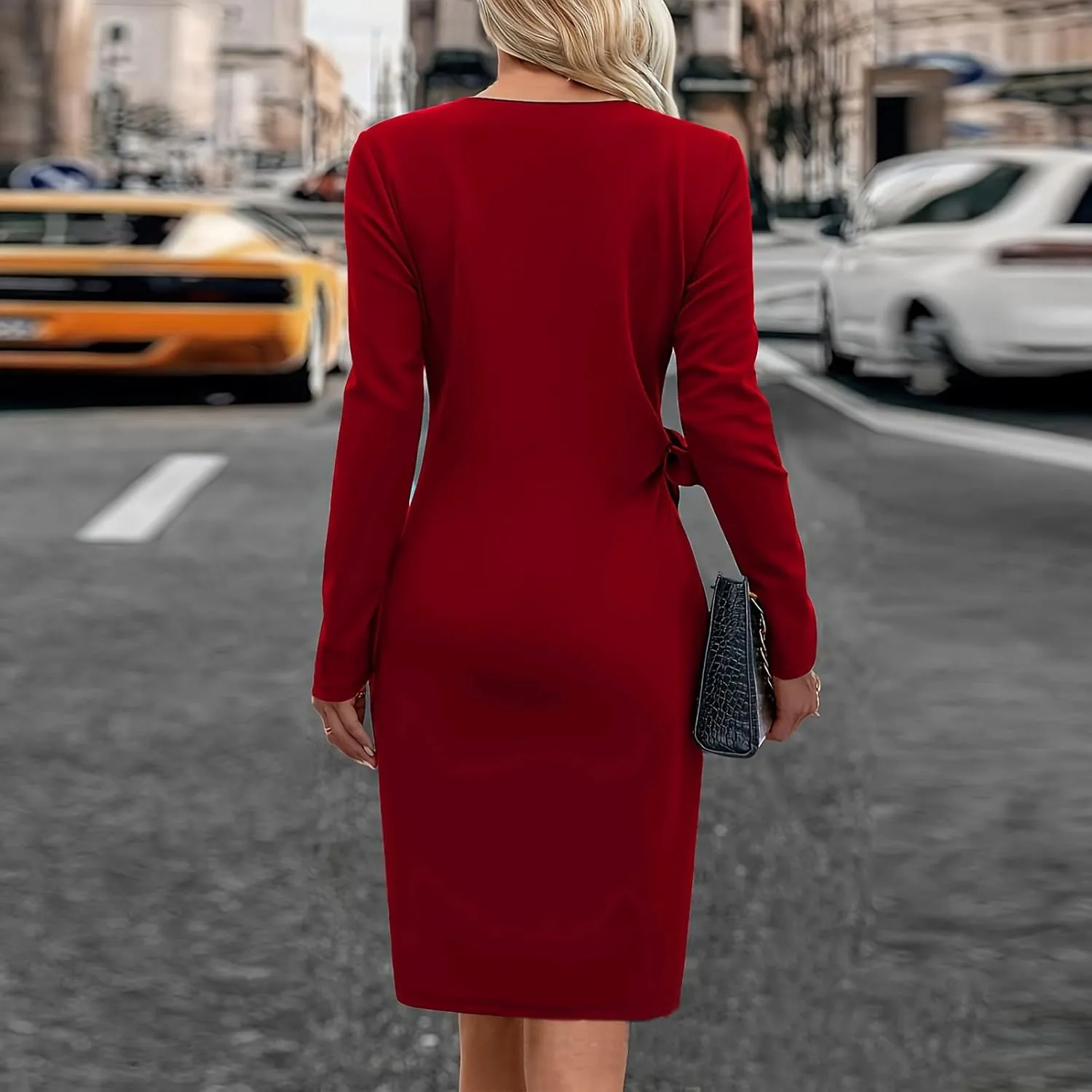 Turtle Neck Dress for Women,Womens Fall and Winter Fashion Sexy Slim Waisted Package Hip Dating Long Sleeve Dresses