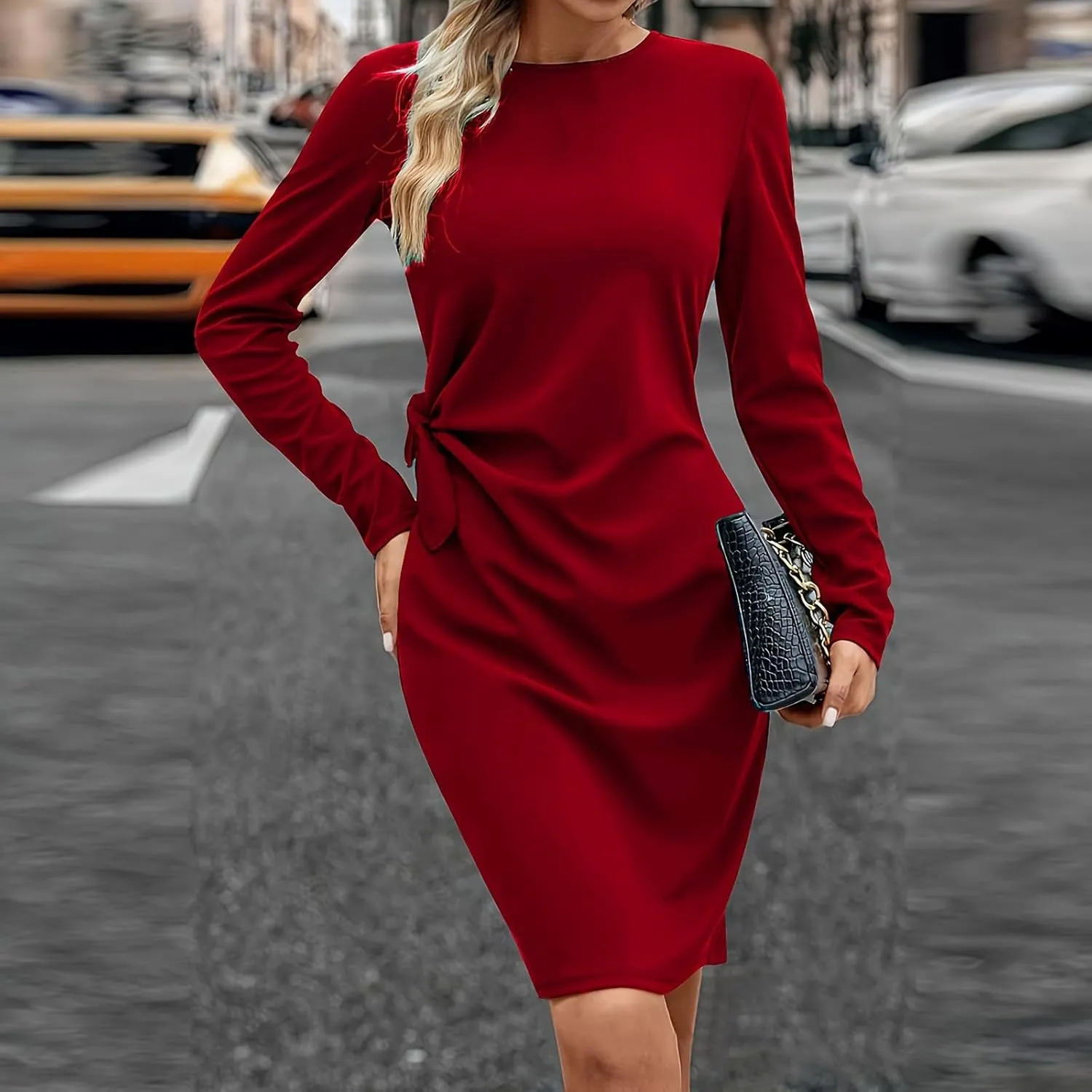 Turtle Neck Dress for Women,Womens Fall and Winter Fashion Sexy Slim Waisted Package Hip Dating Long Sleeve Dresses