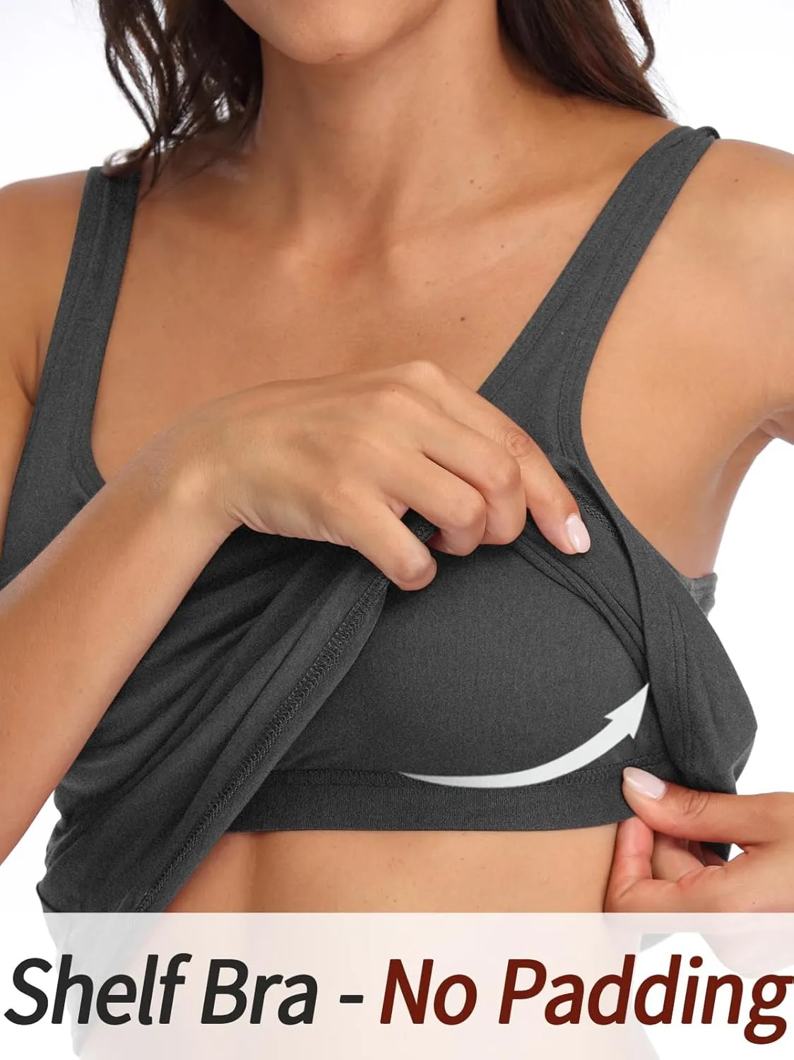 V FOR CITY Women's Cotton Tank Top with Shelf Bra Adjustable Wider Strap Camisole Basic Cami Tanks
